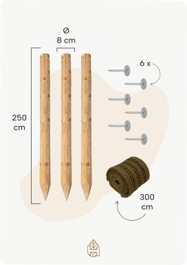 Boompalen pakket - 250x8 cm