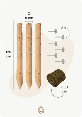 Boompalen pakket - 120X6 cm